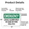 Signmission Local Alarm Only In Case Of Fire Call 911 Emergency Sign, Plastic, 14in W x 10in L, 2PK OS-2PACK-EM-P-1014-L-10398 - alternate 7